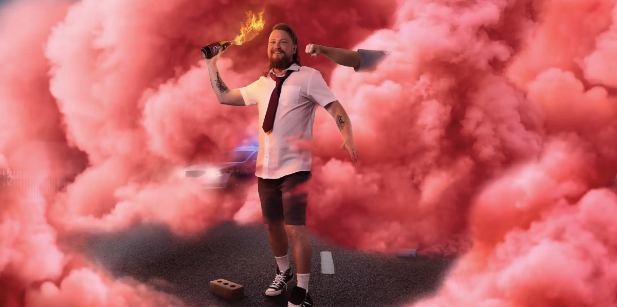 Fake image of Brett Blake in a riot